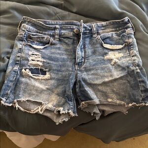 American Eagle Outfitters Blue Distressed Jean Shorts